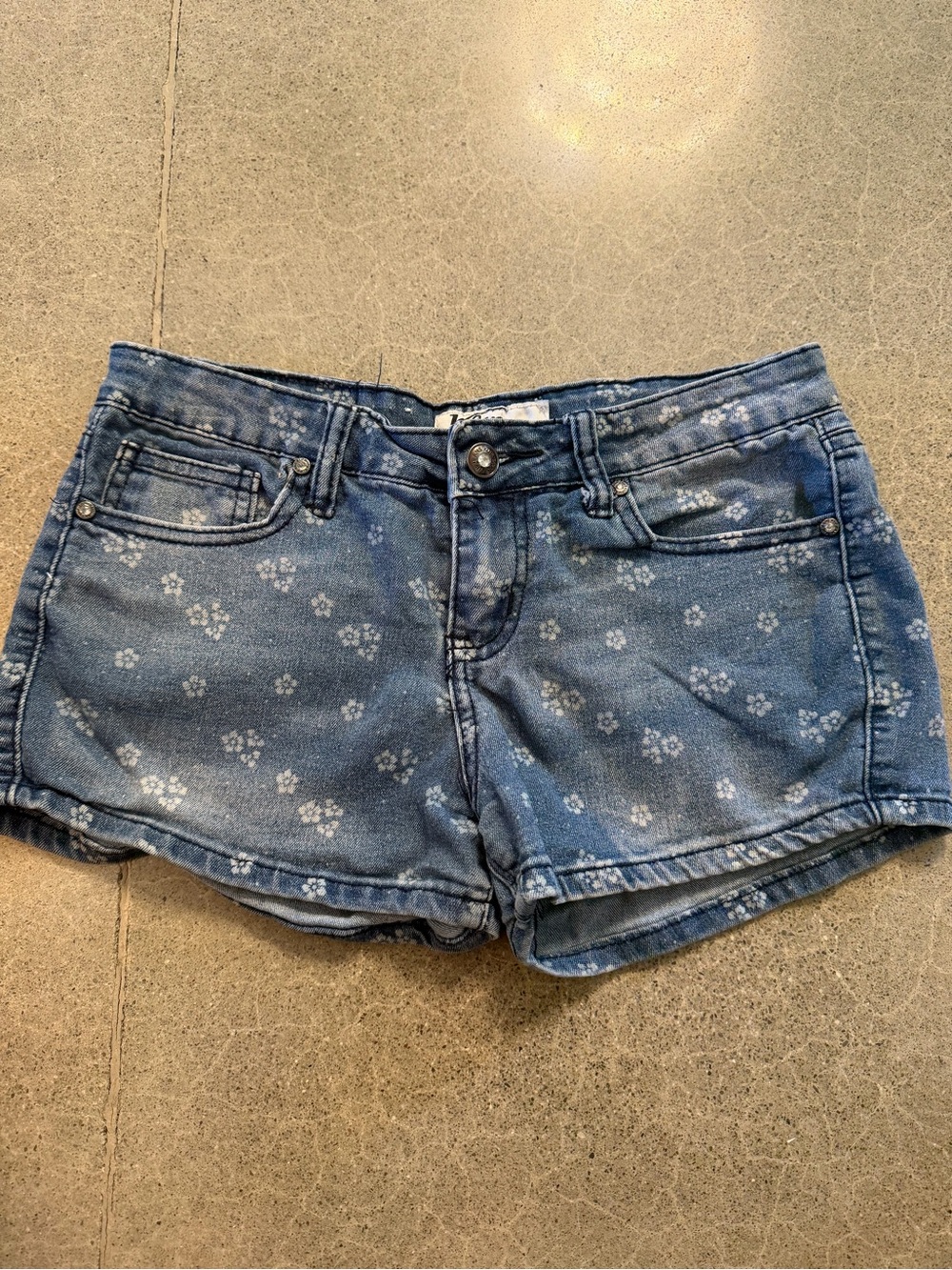 Girls’ Floral Print Blue Denim Shorts